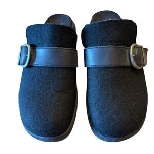 Born Women’s Size 9.5 Black Wool & Leather Slip-On Mules Shoes